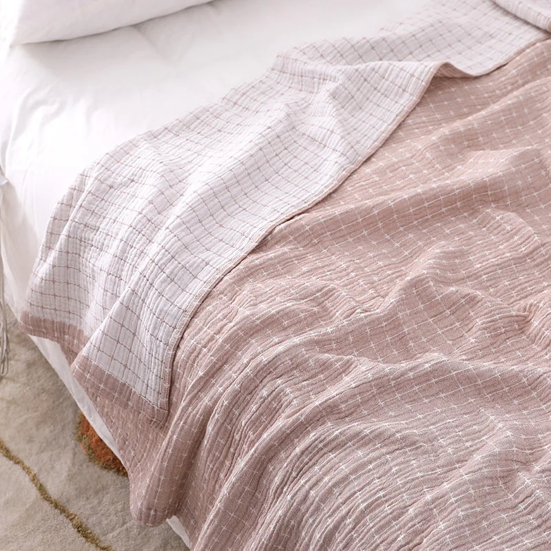 Katoenen Deken met Ruitpatroon – Ademend en Zacht Plaid voor Bed en Bank