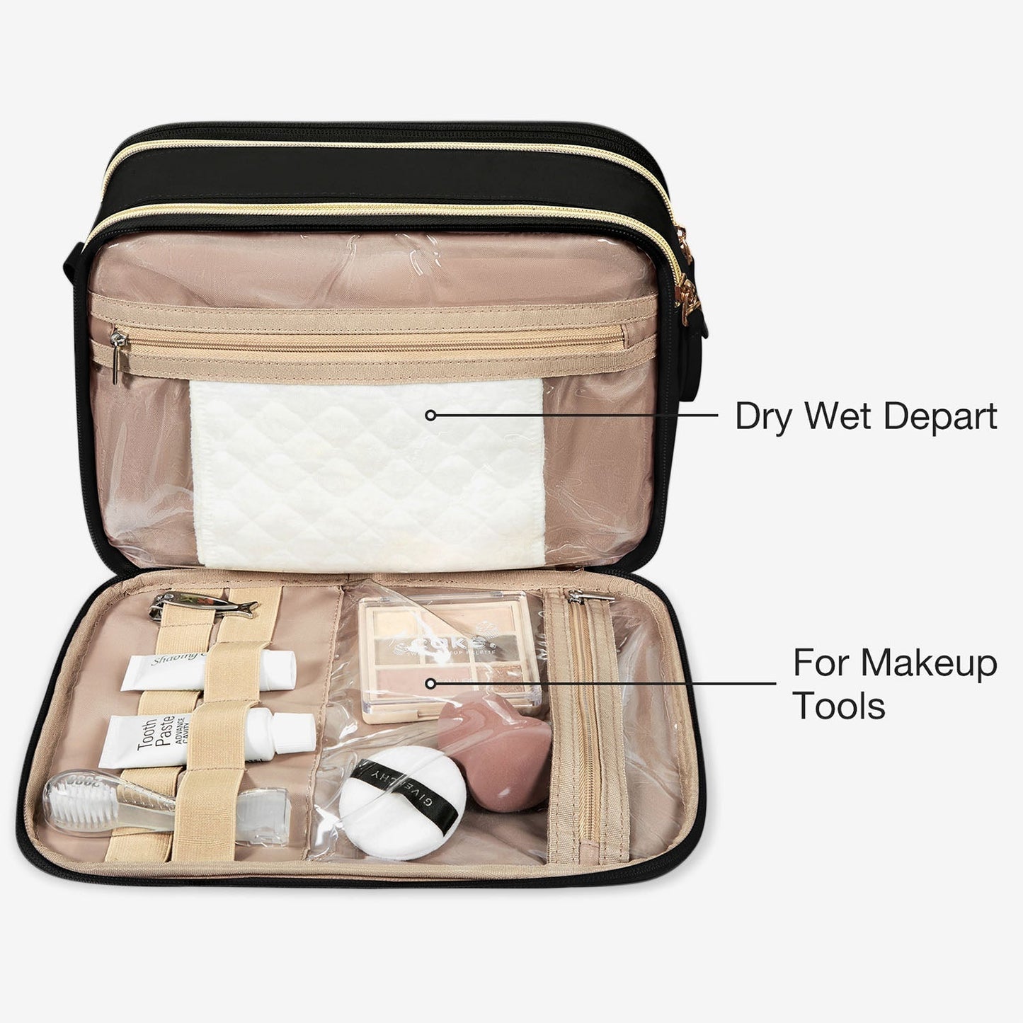 Luxe Toilettas & Make-up Organizer – Reistas met Flessenhouders & Meerdere Vakken – Roze