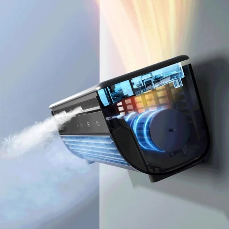 Draagbare Aircooler met LED – 2-in-1 Ventilator en Luchtreiniger voor Thuis en Kantoor
