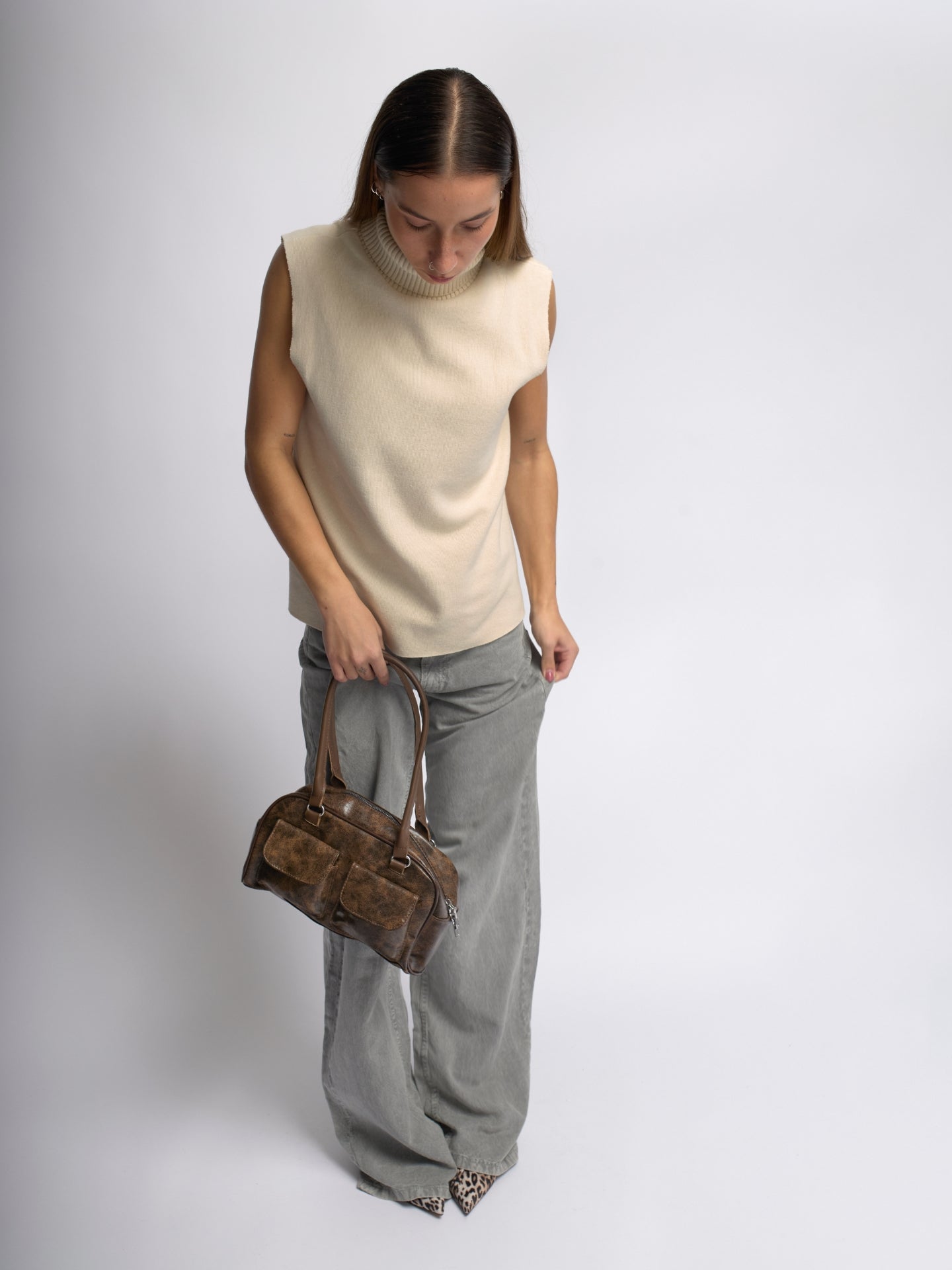 Luxe Vintage Schoudertas met Voorvakken – Vegan Leer & Tijdloos Design