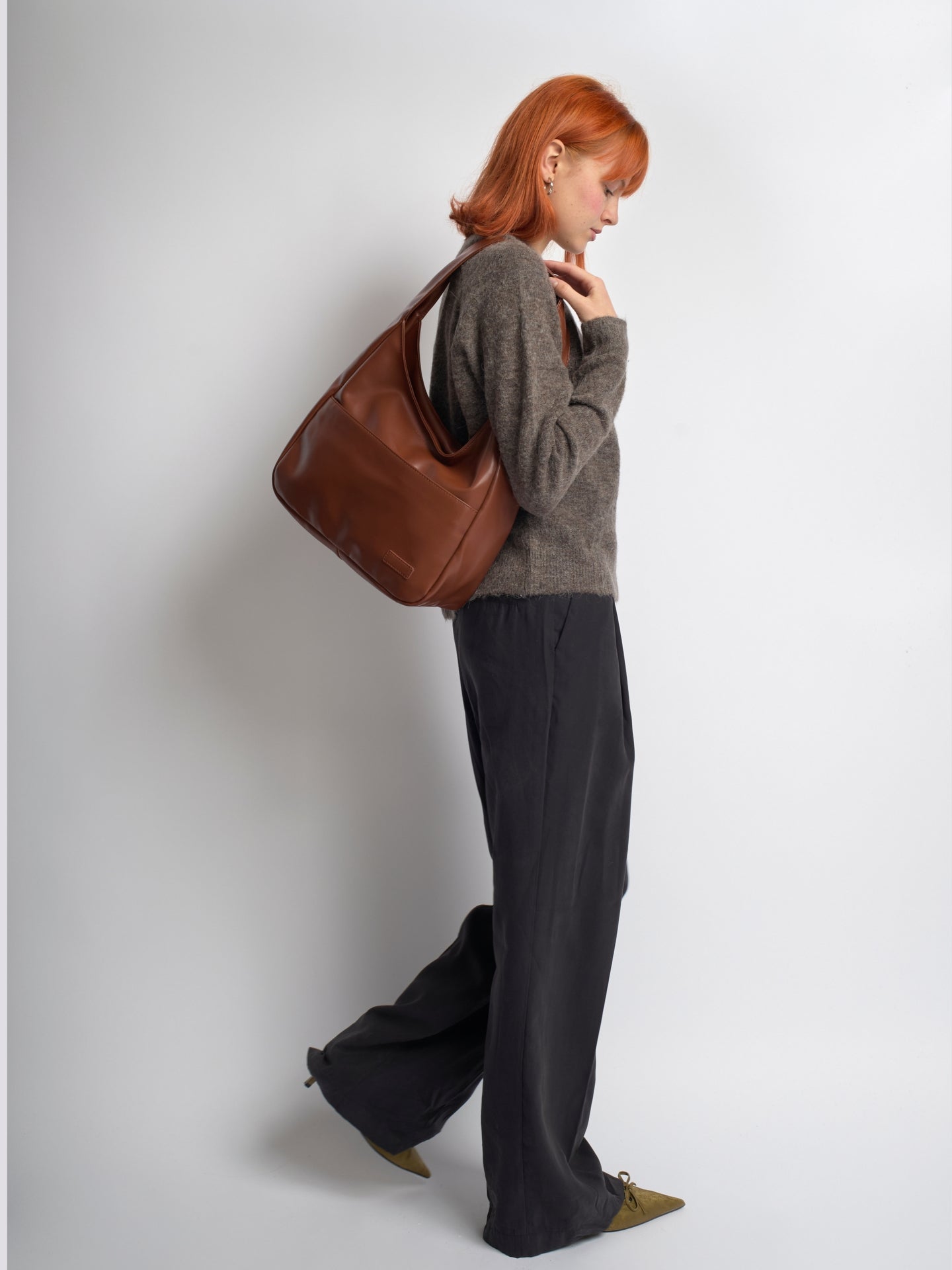 Minimalistische Hobo Schoudertas – Vegan Leer
