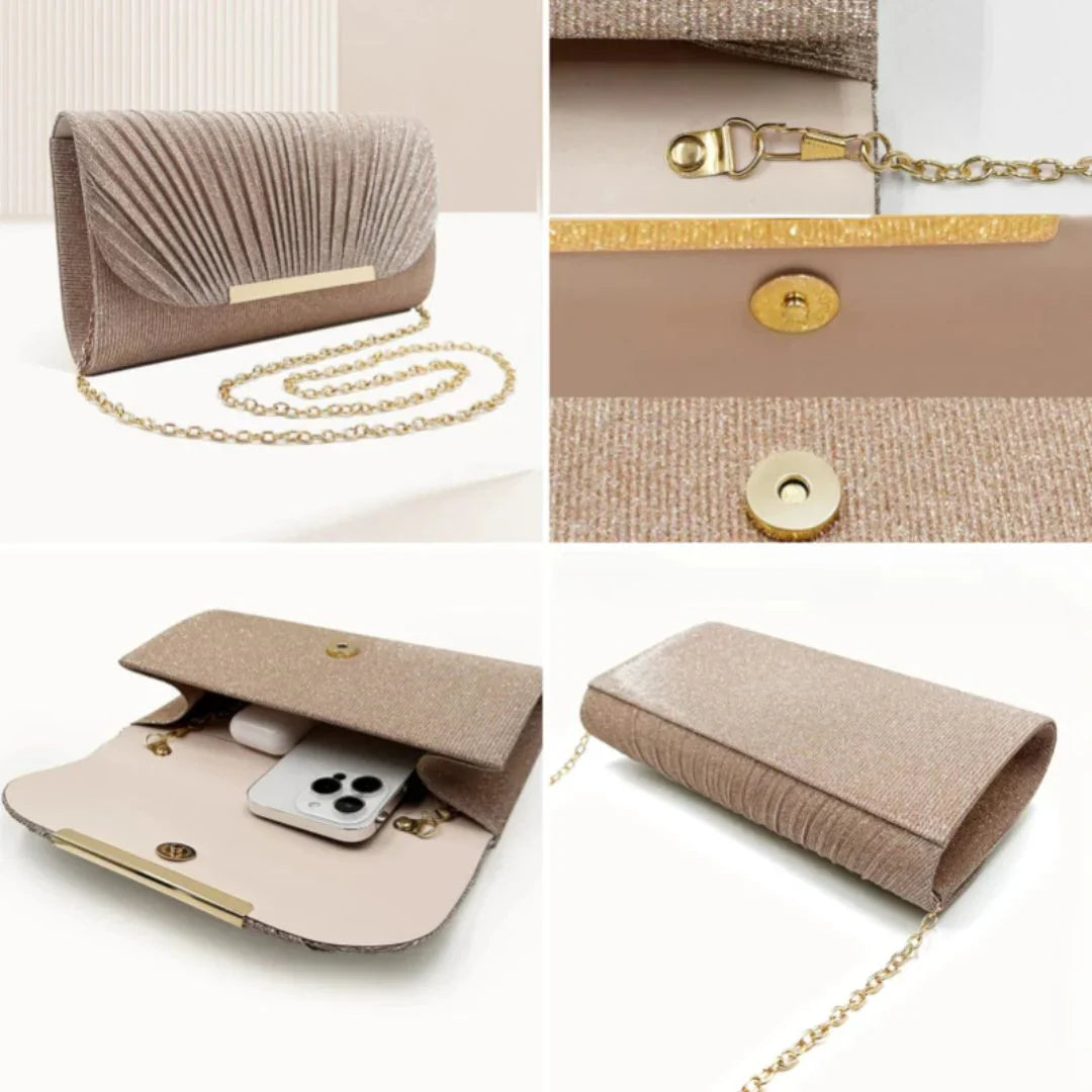 Elegante Avond Clutch – Glanzende Party Tas met Gouden Sluiting – Meerdere Kleuren