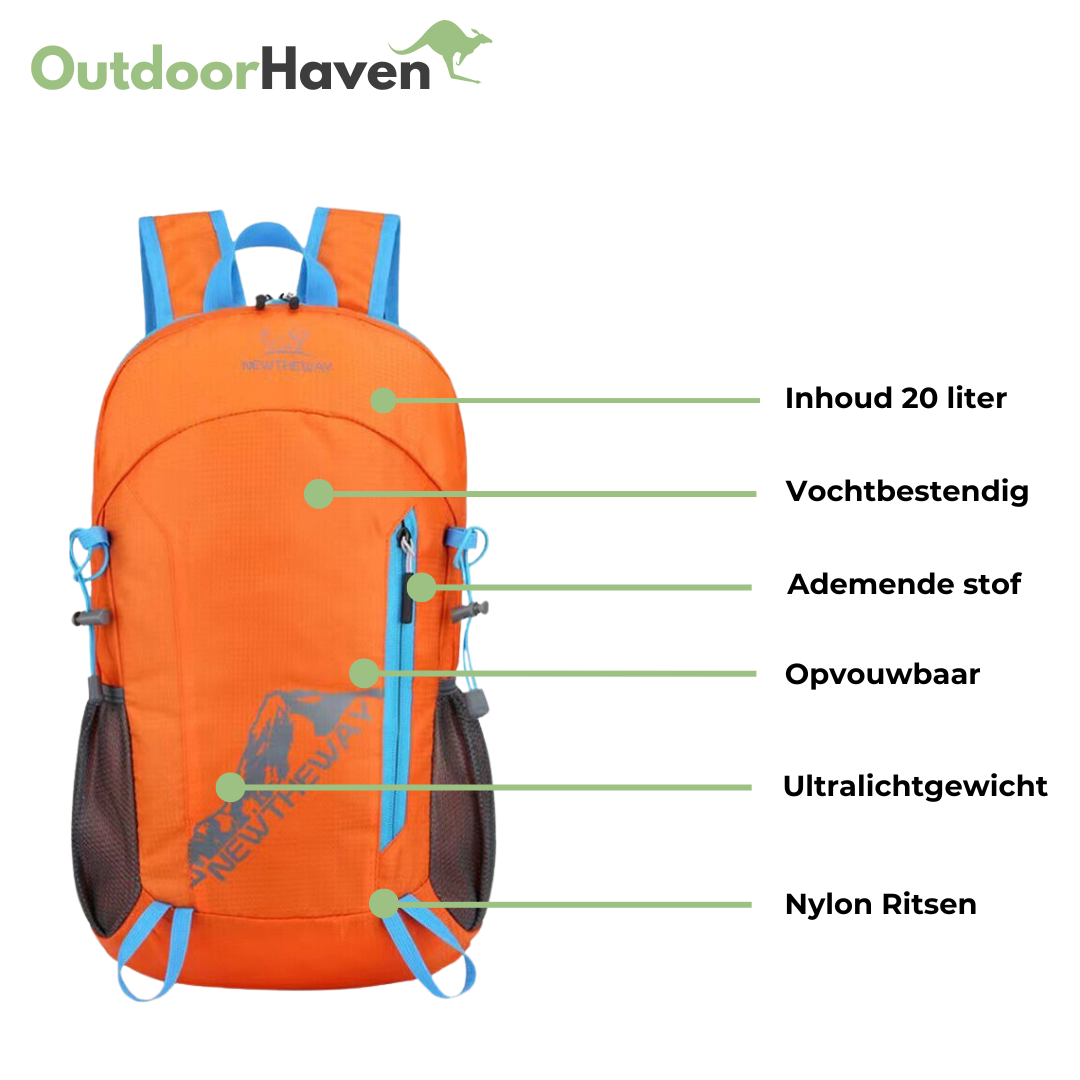 Opvouwbare Outdoor Rugzak 20L – Lichtgewicht & Waterafstotend