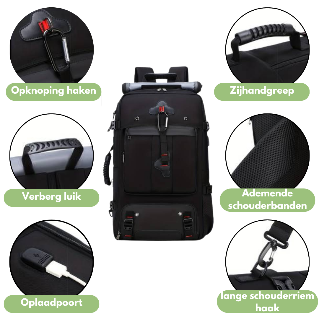 Waterdichte Rugzak 50L met USB-aansluiting – Comfortabel & Ruim