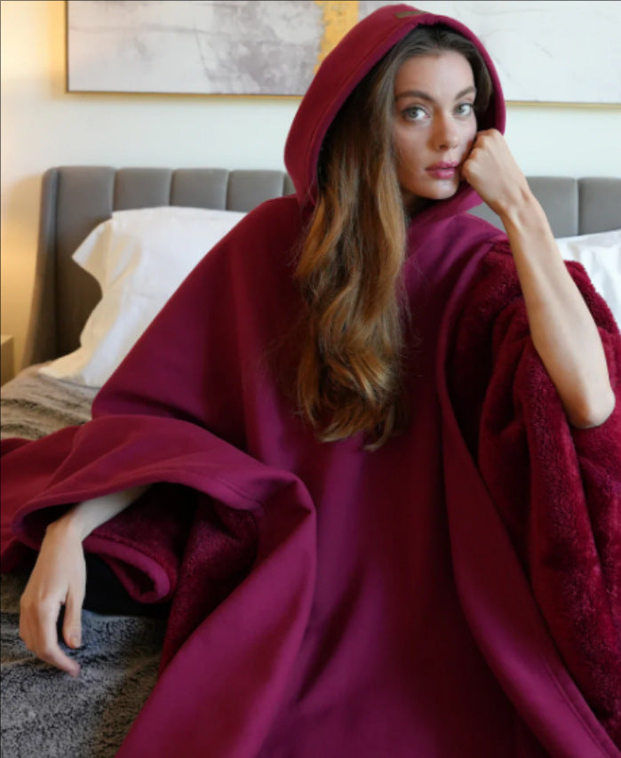 Draagbare Deken met Capuchon – Warme Fleece Poncho voor Thuis & Buiten