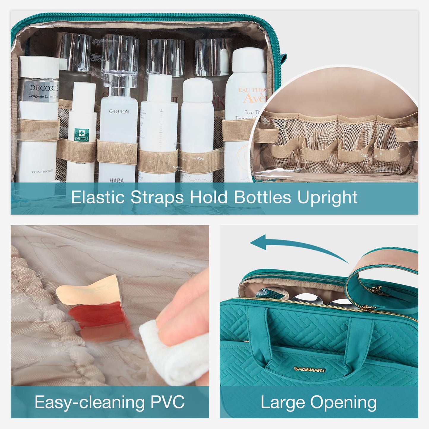 Luxe Toilettas & Make-up Organizer – Reistas met Flessenhouders & Meerdere Vakken – Roze