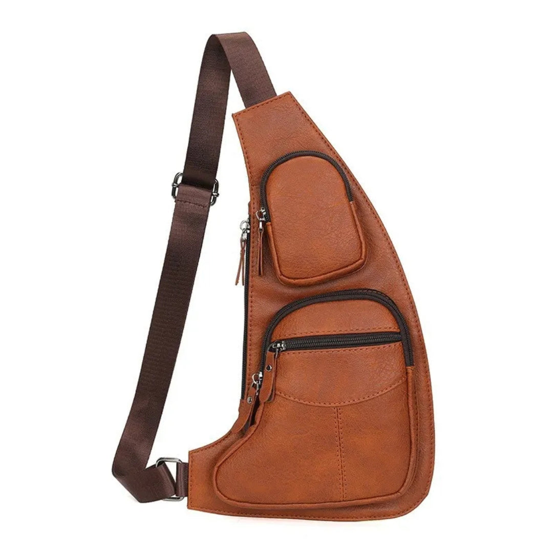 Crossbody Schoudertas voor Heren – Leren Sling Bag met Meerdere Vakken