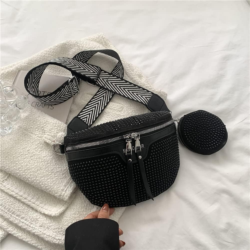 Chique Crossbody Heuptas met Studs – Luxe Schoudertas met Extra Pouch