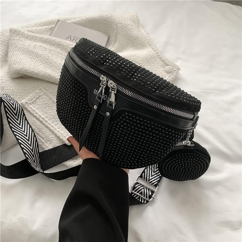 Chique Crossbody Heuptas met Studs – Luxe Schoudertas met Extra Pouch