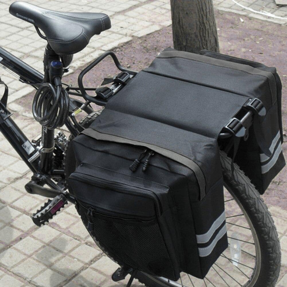 Waterdichte Fietstas Dubbel – 35L Bagagedrager Tas met Reflectie – Zwart