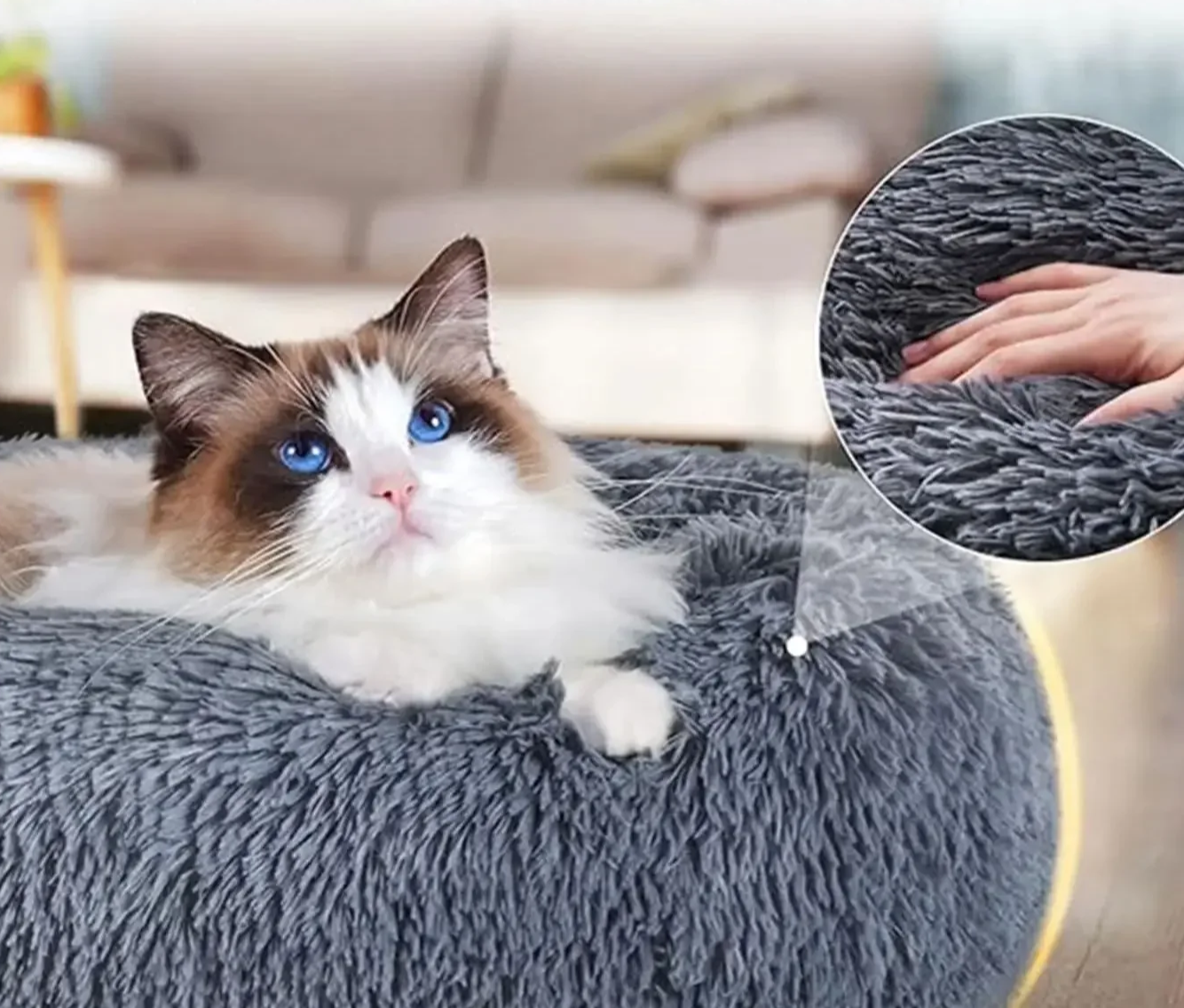 Ronde Donut Hondenmand & Kattenmand – Zachte Fluffy Huisdiermand