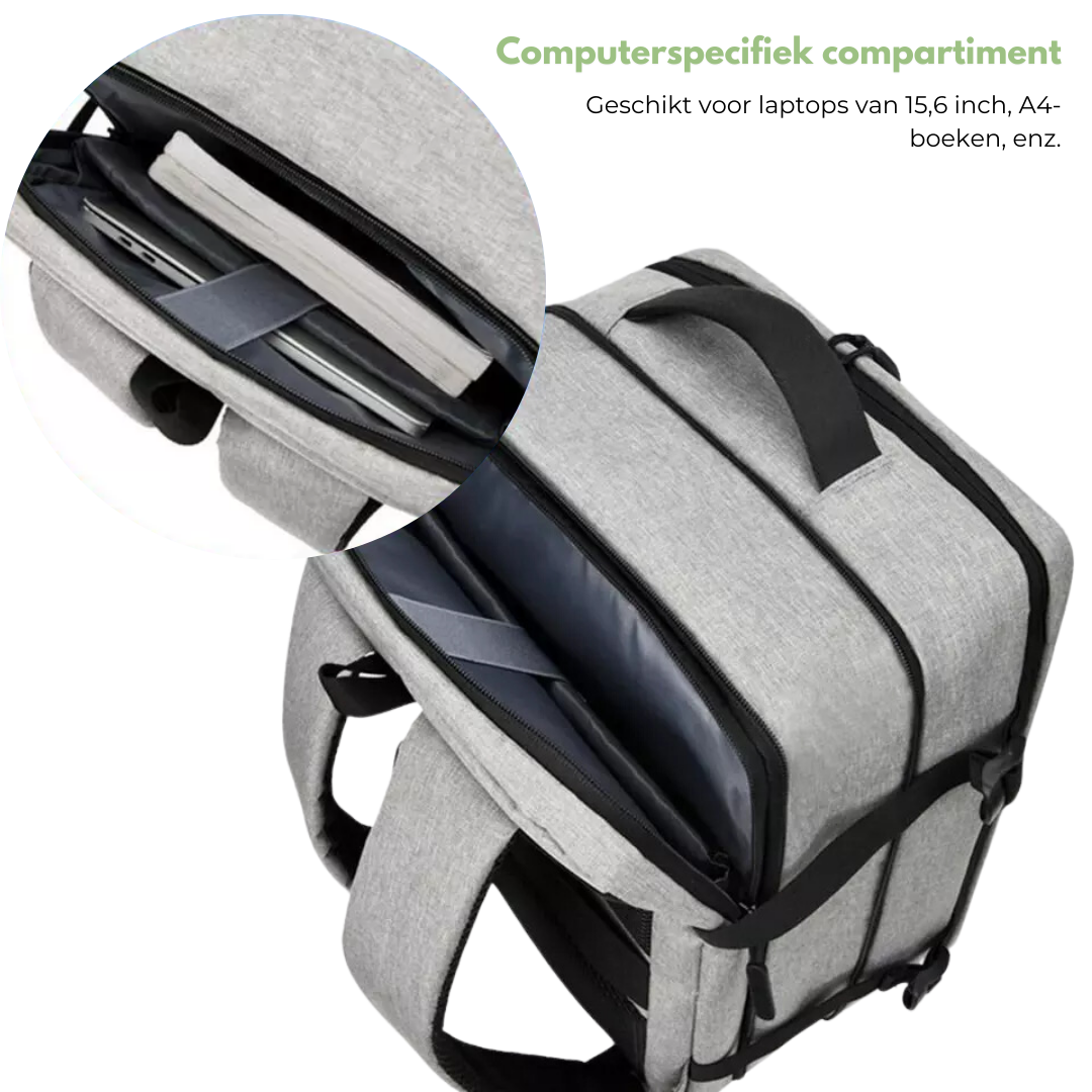 Waterdichte Reistas Rugzak – USB-aansluiting & Laptopvak (15,6″)