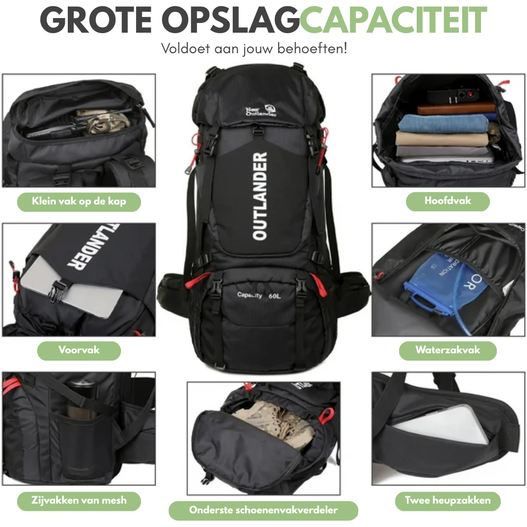 Trekkingrugzak 60L – Waterdicht, Comfortabel & Ruim