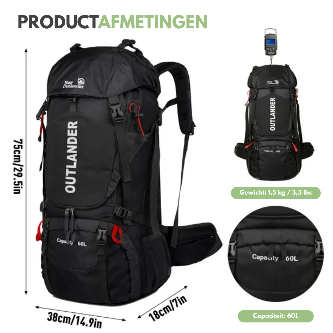 Trekkingrugzak 60L – Waterdicht, Comfortabel & Ruim