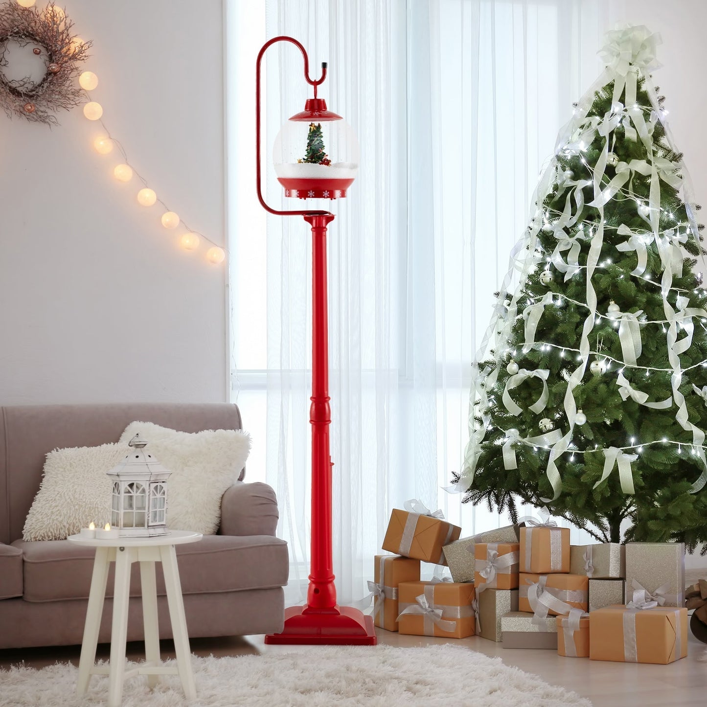 Kerst lamp-post met decoratieve lantern – buiten & binnen kerstversiering