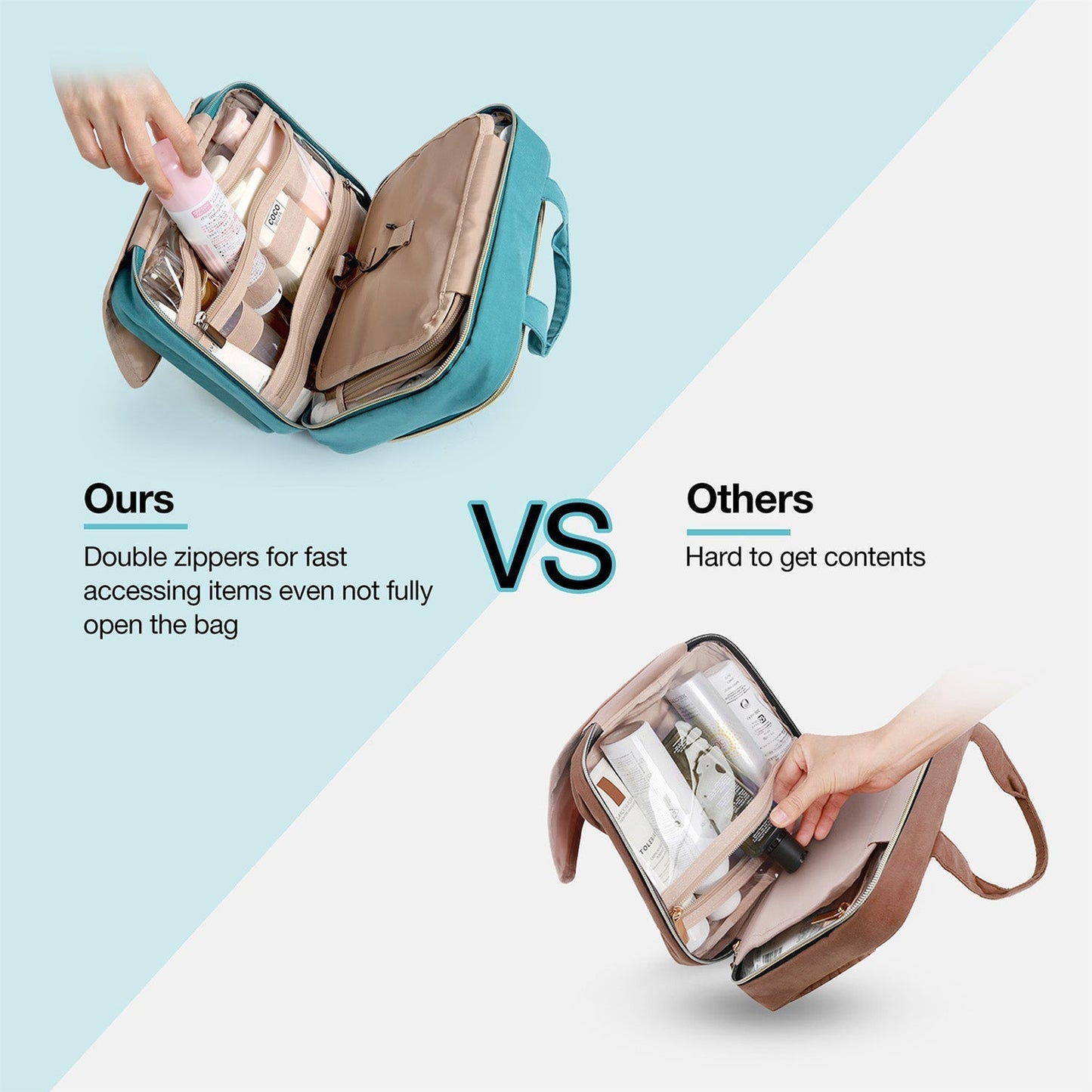 Waterdichte Toilettas met Doorzichtige Reisset – Luxe Opberg- & Make-up Tas voor Reizen