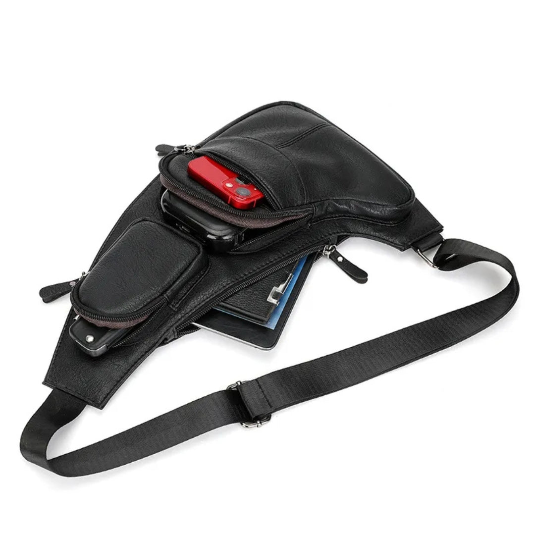 Crossbody Schoudertas voor Heren – Leren Sling Bag met Meerdere Vakken