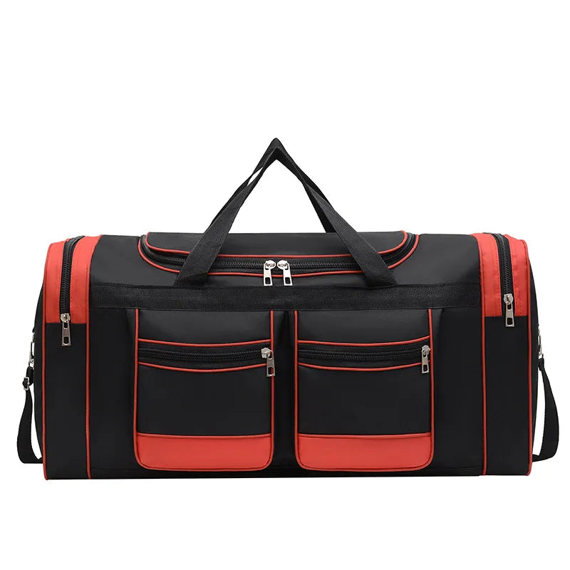 Reistas met Grote Inhoud – Waterafstotende Sporttas 60L met Schouderband – Zwart/Blauw of Zwart/Rood