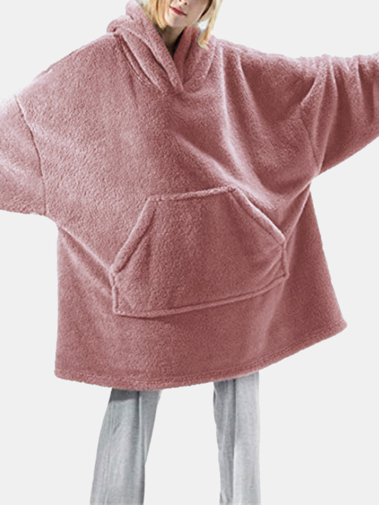 Huggie Hoodie Deken – Warme Oversized Flanellen Hoodie met Mouwen