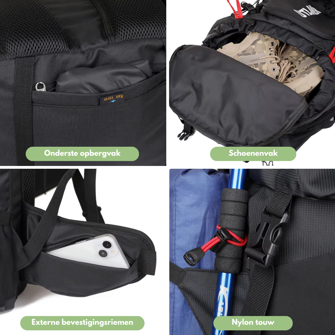 Trekkingrugzak 60L – Waterdicht, Comfortabel & Ruim