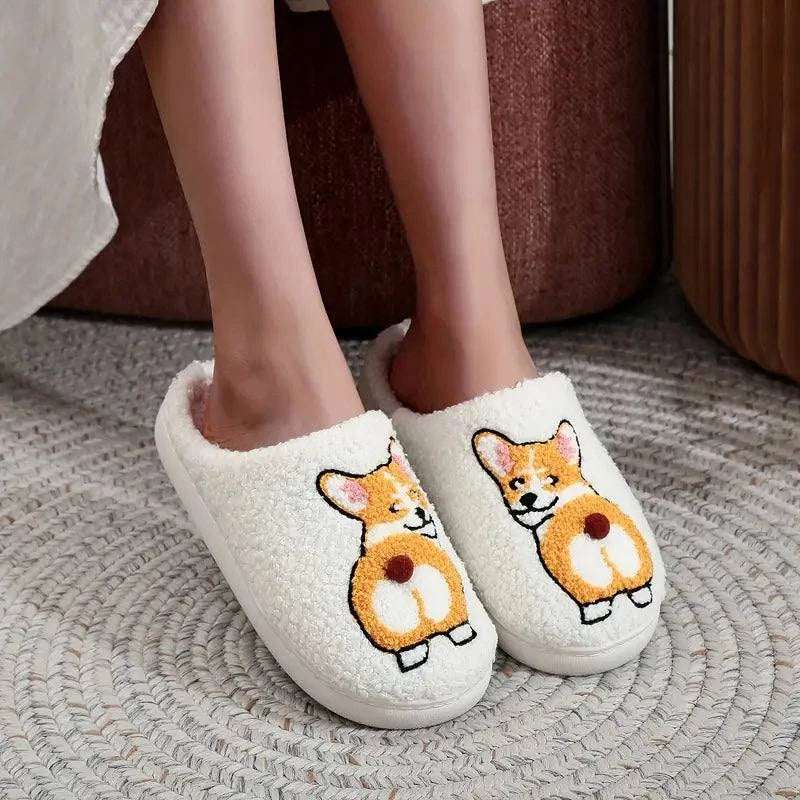 Corgi Pantoffels – Warme en Zachte Dames Slippers met Hond Design