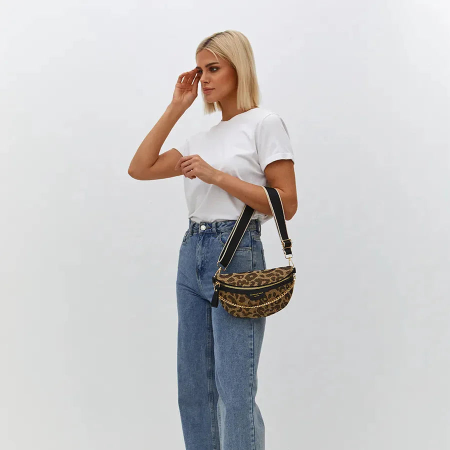 Leopard Crossbody & Heuptas met Gouden Ketting – Panterprint – Trendy & Verstelbare Band
