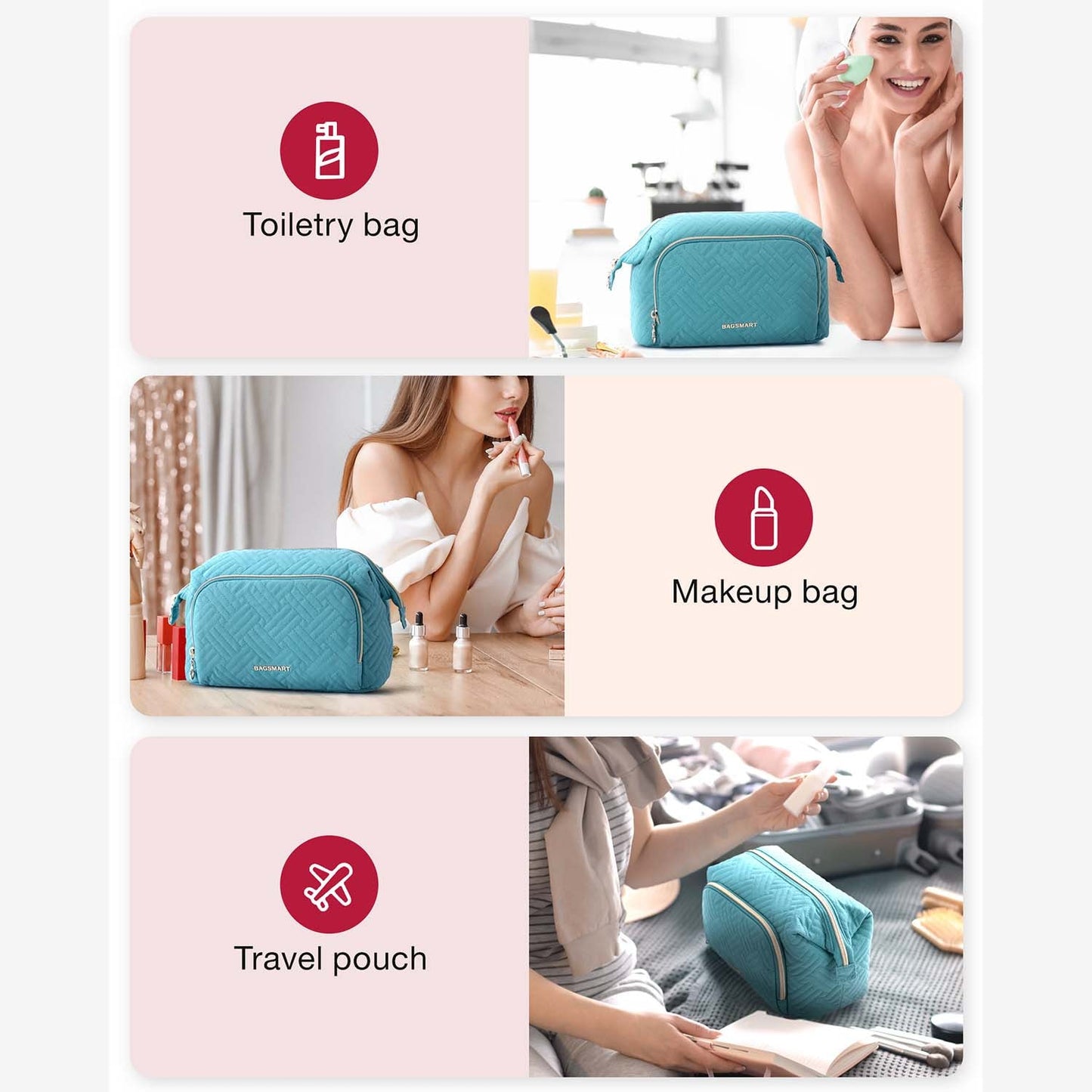 Roze Toilettas met Rits – Compact & Waterafstotend voor Reizen en Dagelijks Gebruik