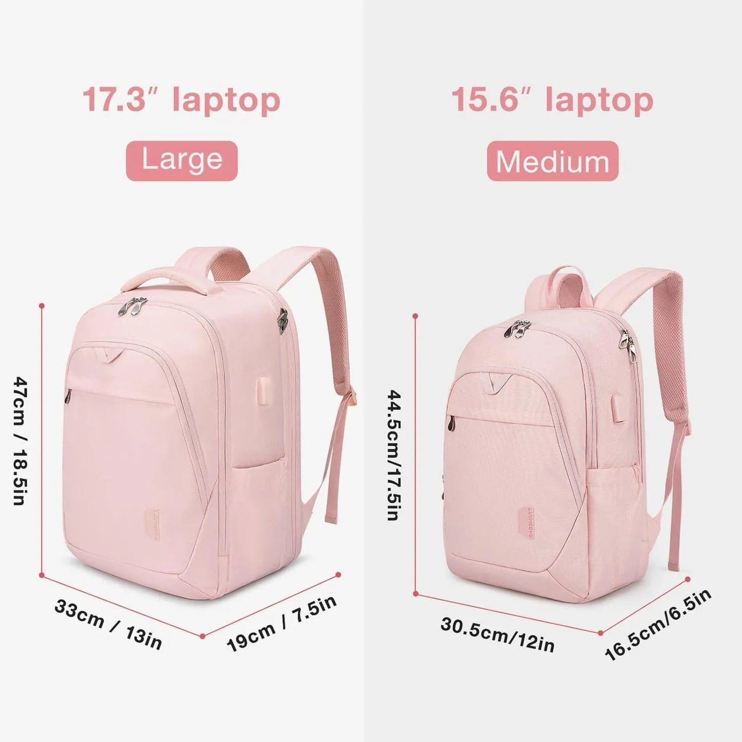 Luxe Roze Rugzak – Waterafstotende Laptop & Schooltas met USB-aansluiting