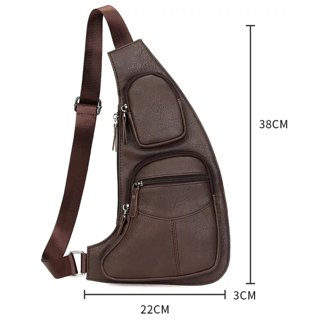 Crossbody Schoudertas voor Heren – Leren Sling Bag met Meerdere Vakken