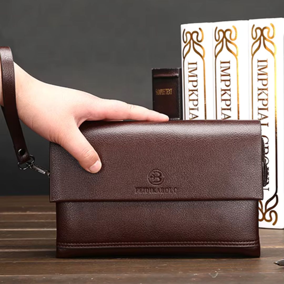 Leren Pols Portemonnee voor Heren – Multifunctionele Clutch met Ritsvakken