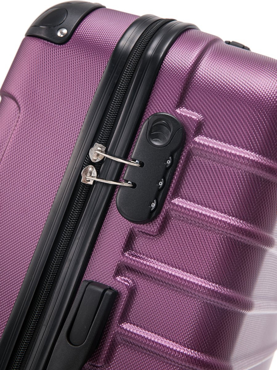 Paarse Harde Koffer Set – Lichtgewicht Trolley met 360° Wieltjes & Cijferslot