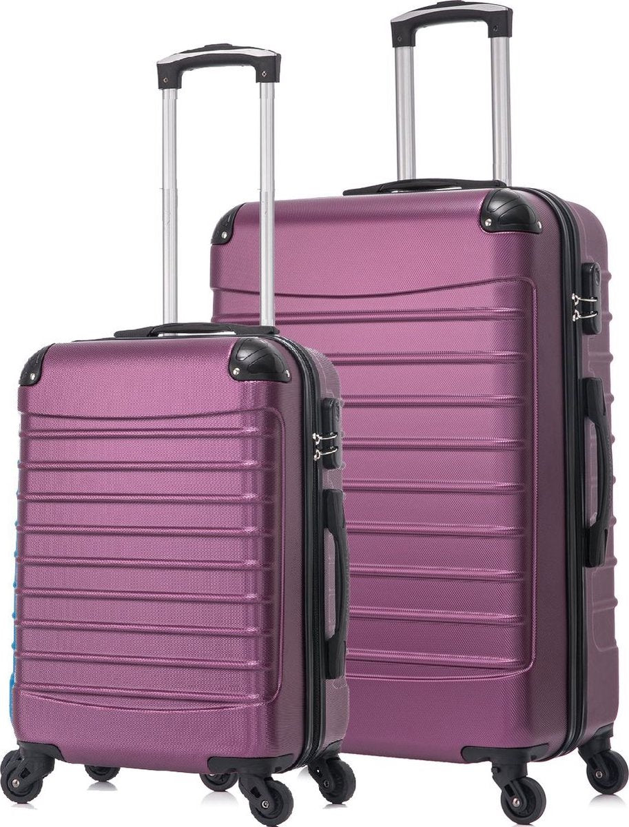 Paarse Harde Koffer Set – Lichtgewicht Trolley met 360° Wieltjes & Cijferslot