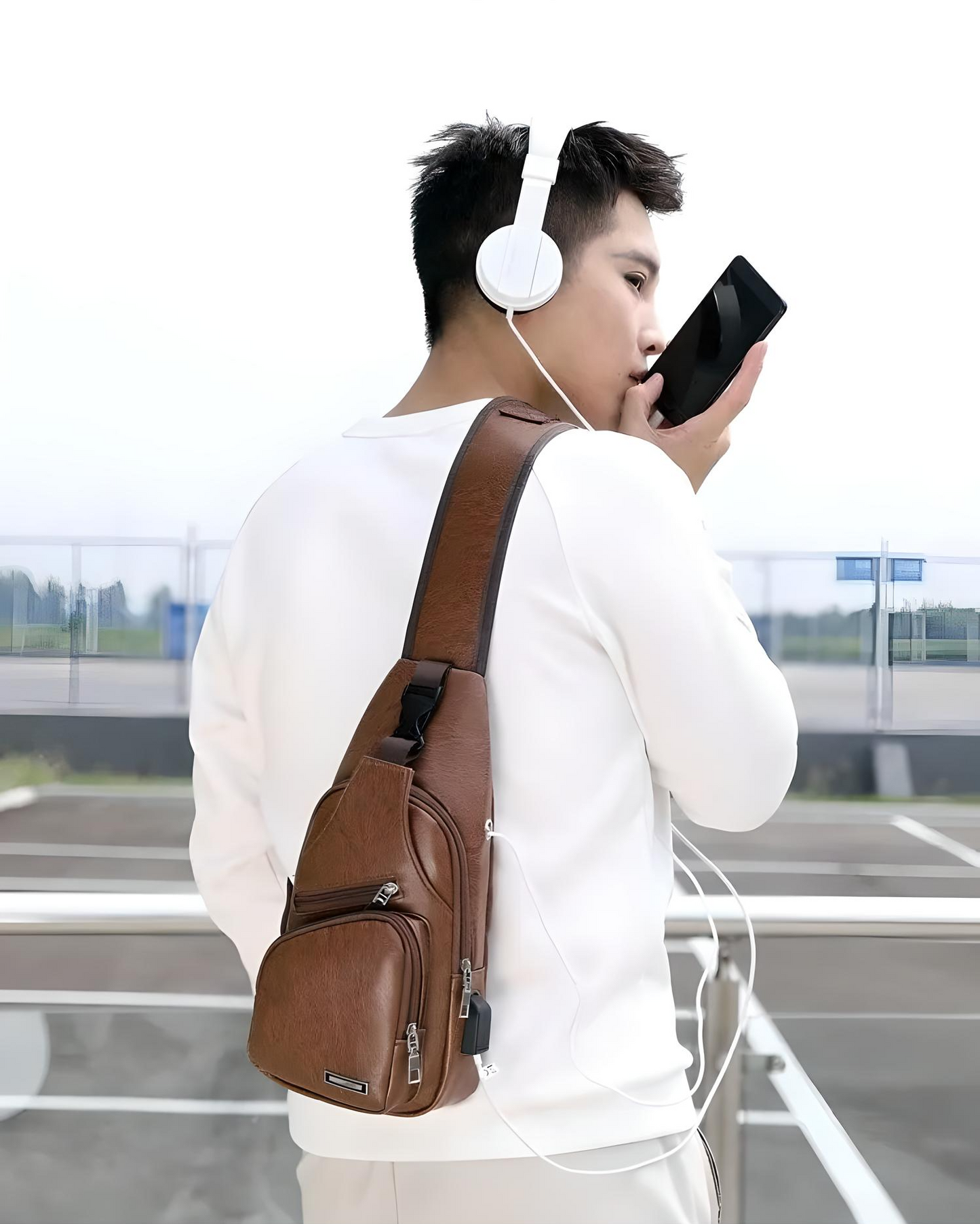 Anti-Theft Crossbody Tas voor Heren | USB Oplaadpoort & Veilige Stijl