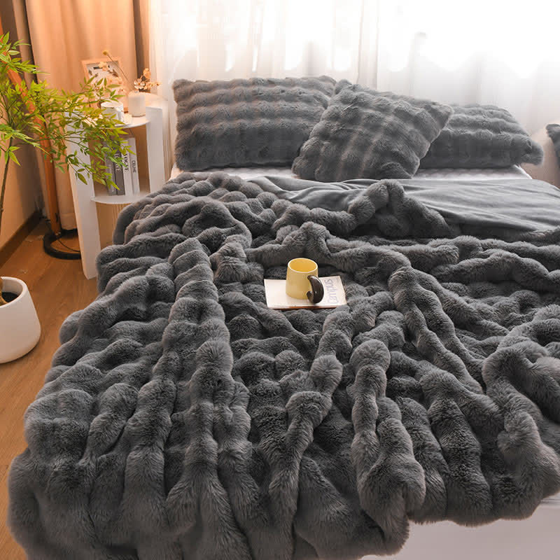 Solid Color Plush Throw Blanket – Luxe Zachte Fleece Deken voor Woonkamer & Slaapkamer