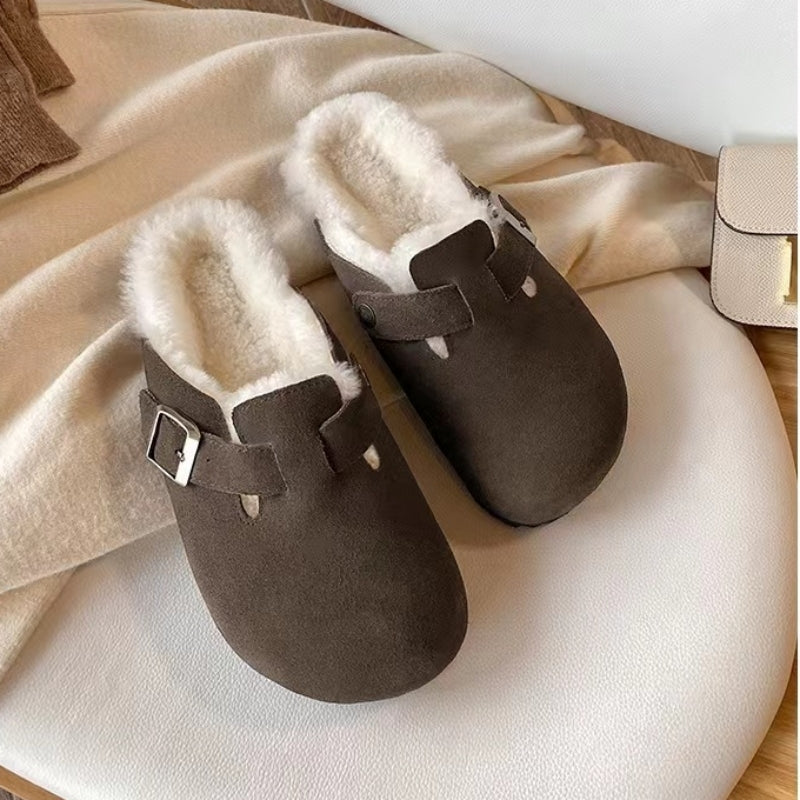 Warme Fleece Instappers Dames – Comfortabele Sandalen met Zachte Voering