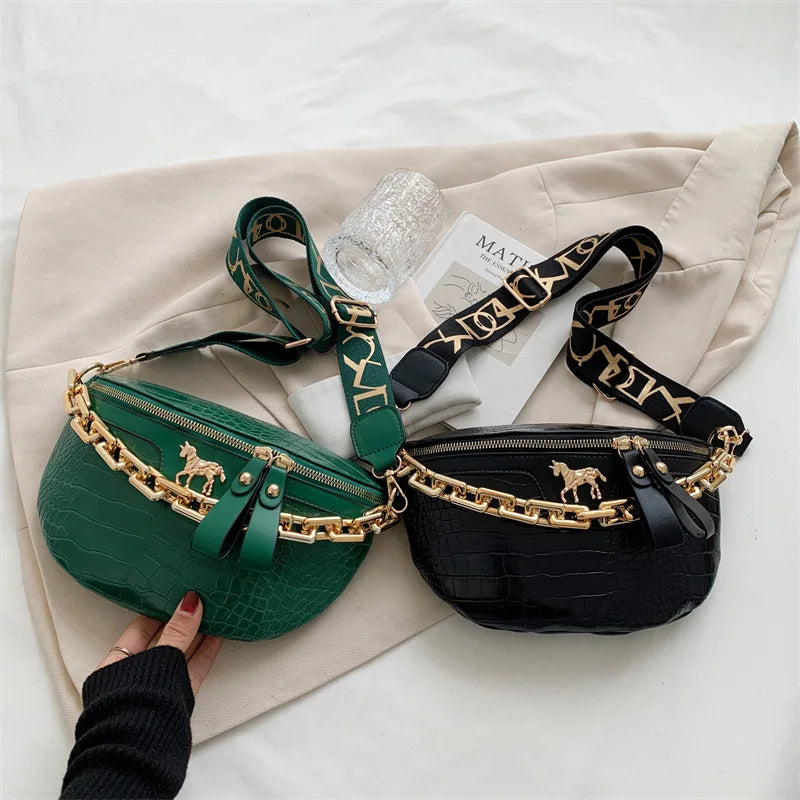 Luxe Crossbody Heuptas met Gouden Ketting – Trendy & Praktisch