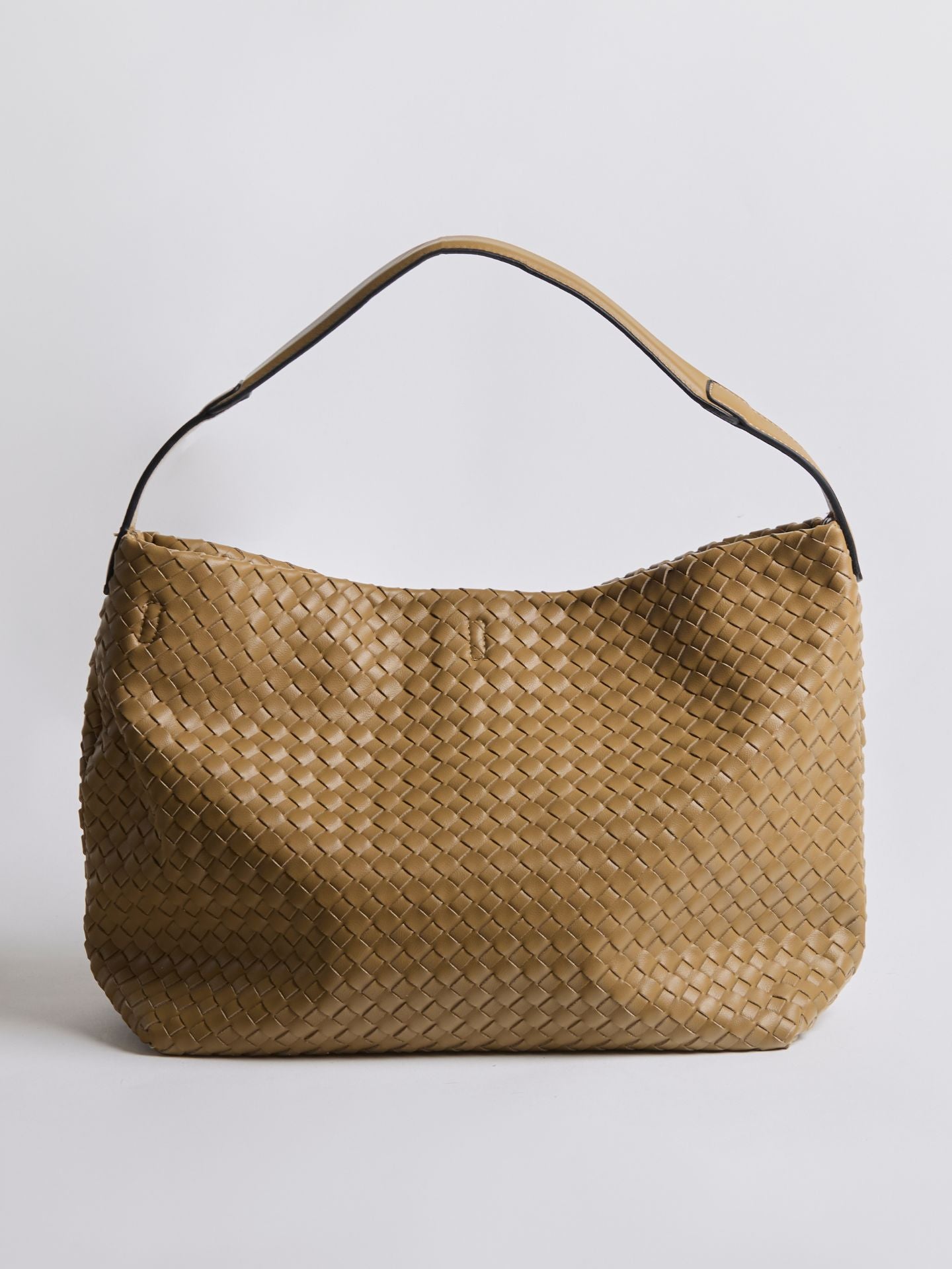 Liorra Vegan Leren Geweven Hobo Schoudertas Zwart – Stijlvol & Ruim