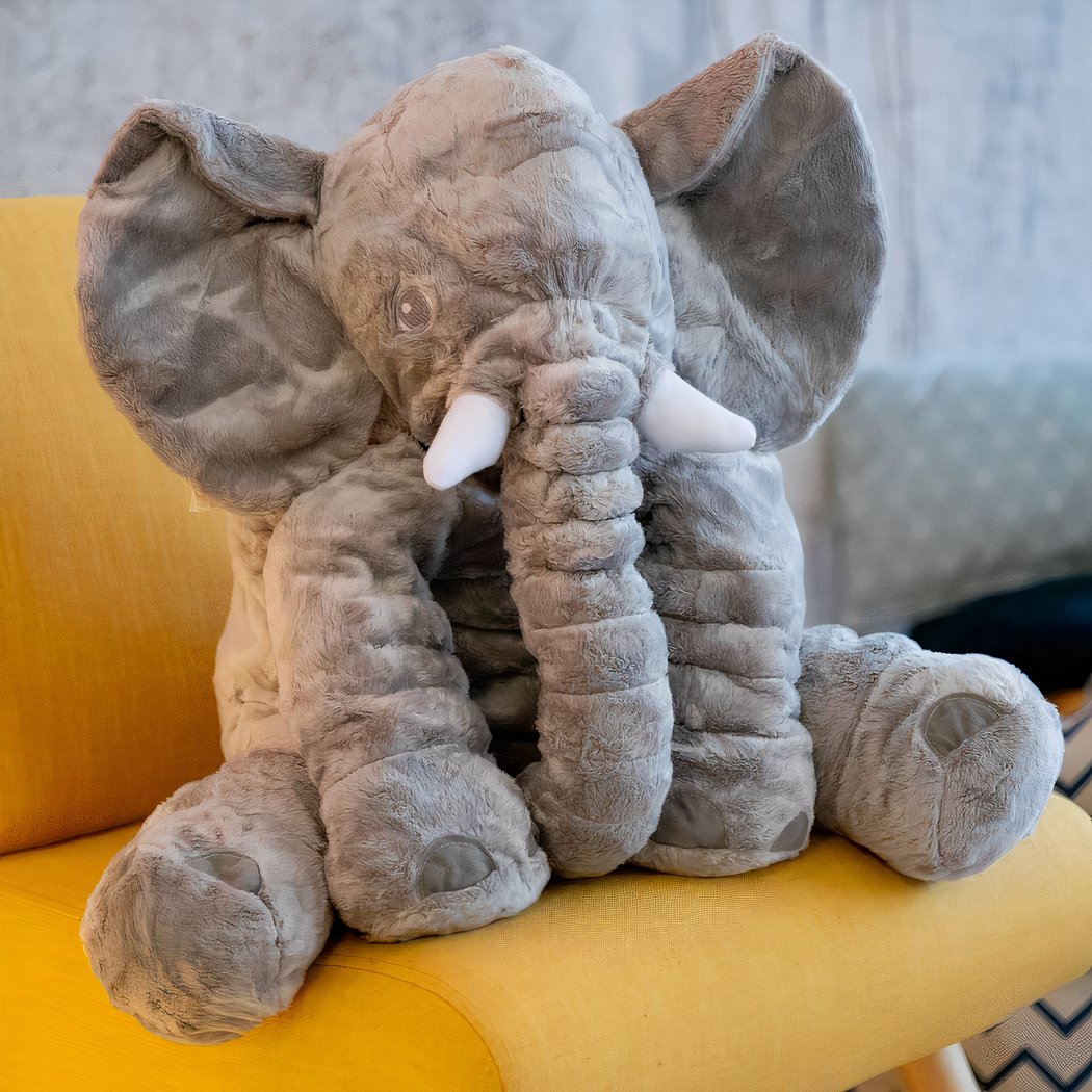 Grijze Pluche Olifant – Zacht, Knuffelbaar & Schattig