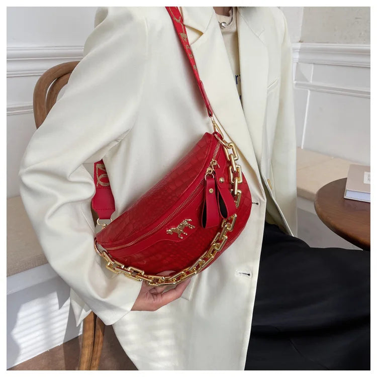 Luxe Crossbody Heuptas met Gouden Ketting – Trendy & Praktisch