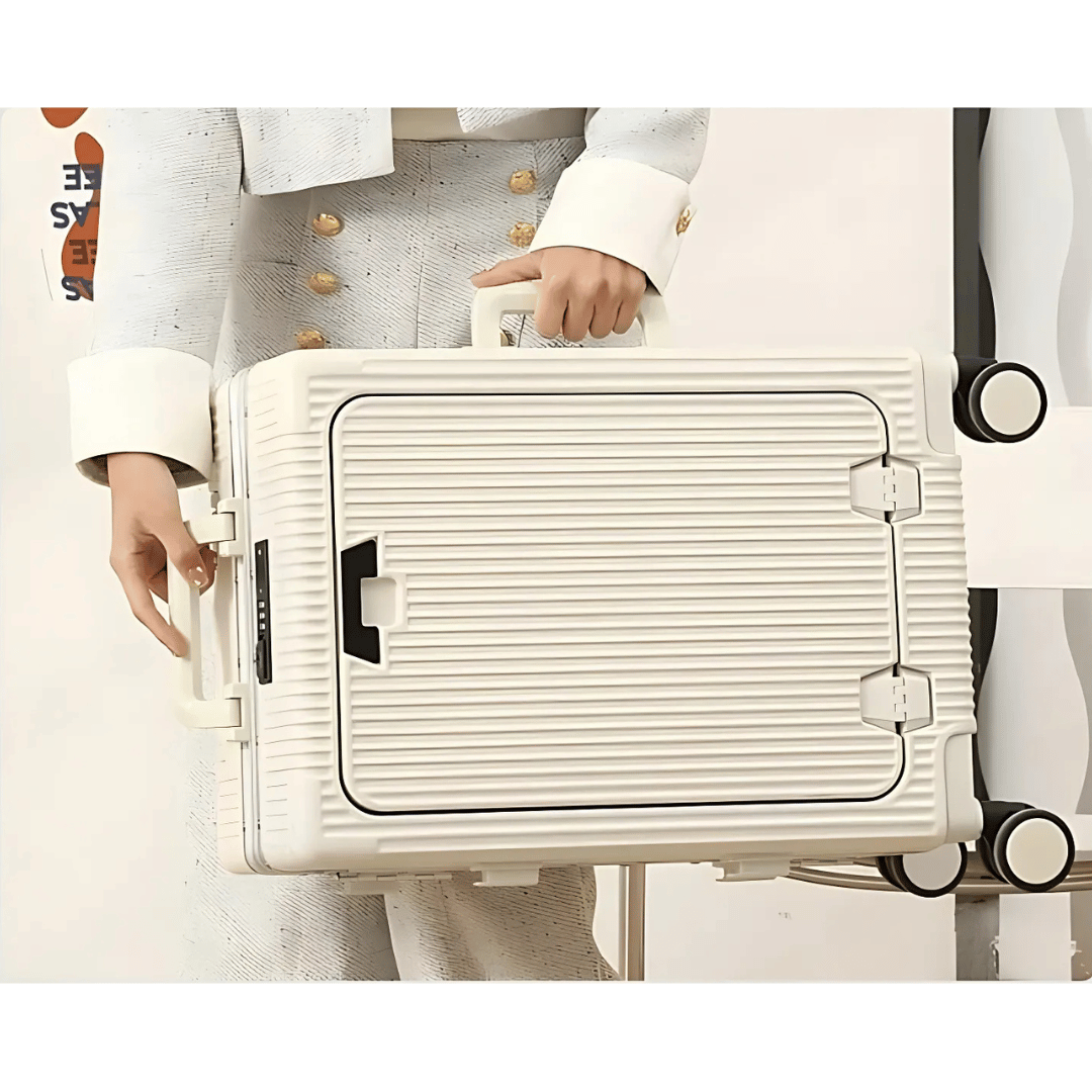 Slimme Handbagage Koffer – Harde Trolley met 360° Wieltjes & Extra Opbergvakken