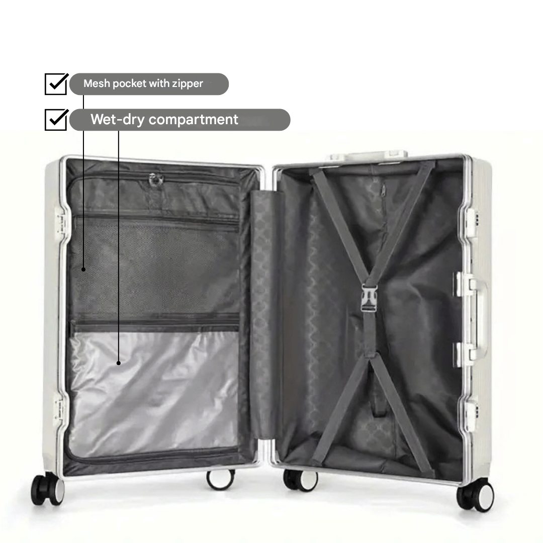 Slimme Handbagage Koffer – Harde Trolley met 360° Wieltjes & Extra Opbergvakken