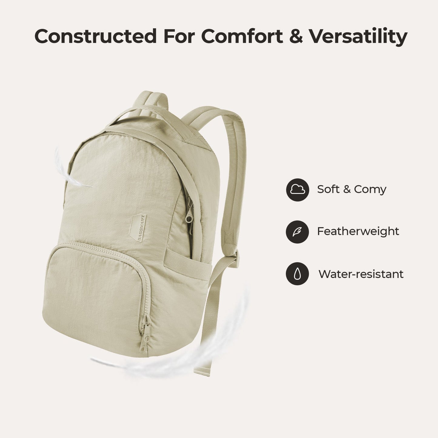 Lichtroze Rugzak met Meerdere Vakken – Comfortabel & Waterafstotend voor School, Werk of Reizen