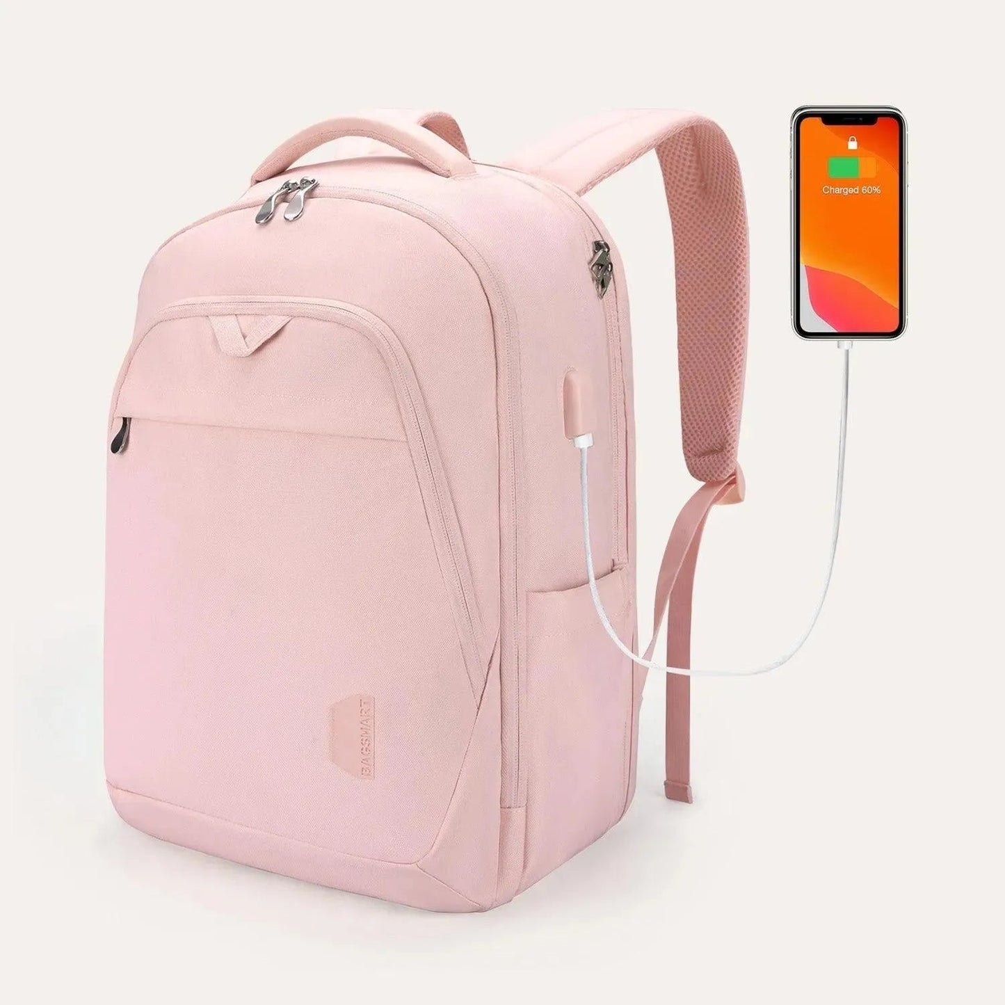 Luxe Roze Rugzak – Waterafstotende Laptop & Schooltas met USB-aansluiting