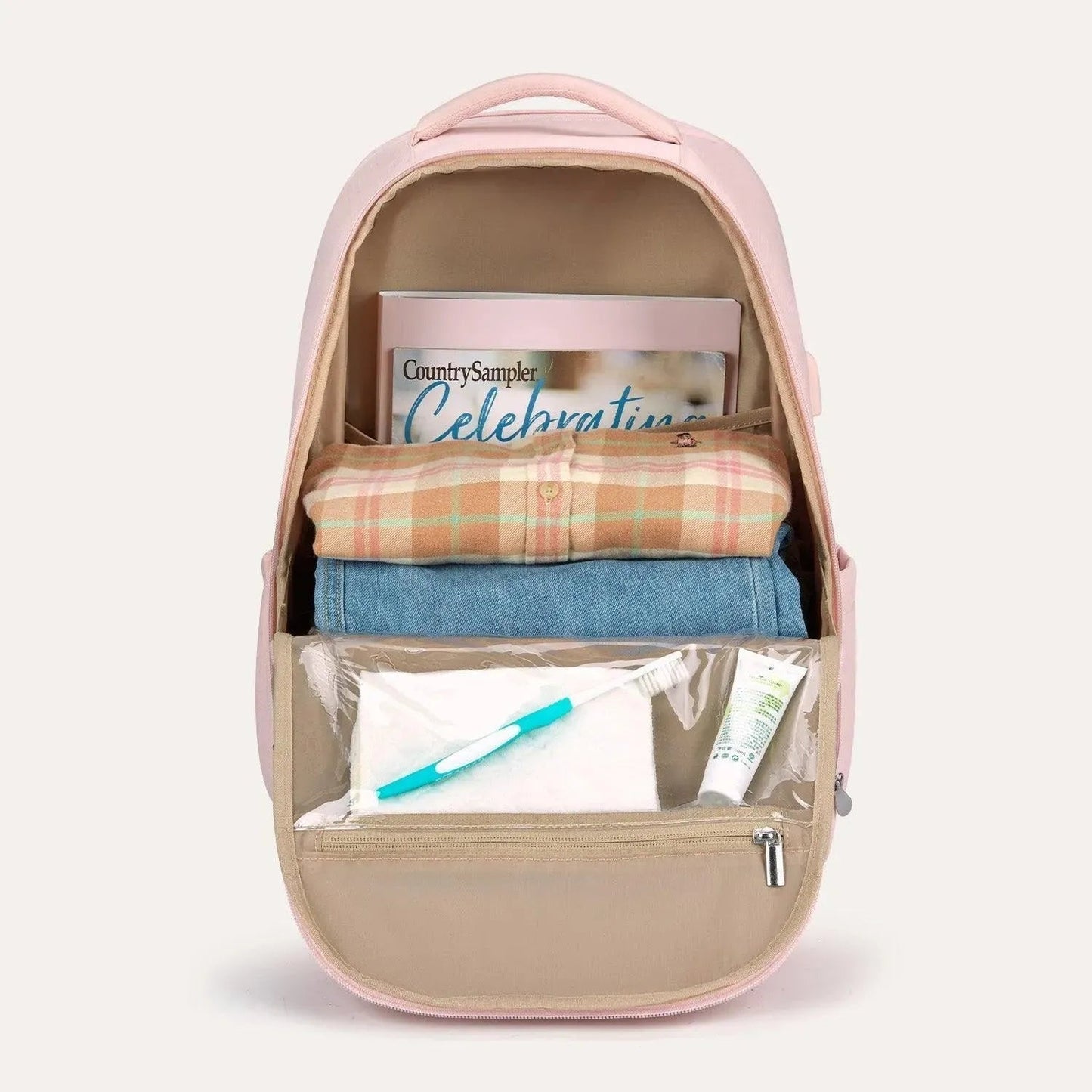 Luxe Roze Rugzak – Waterafstotende Laptop & Schooltas met USB-aansluiting