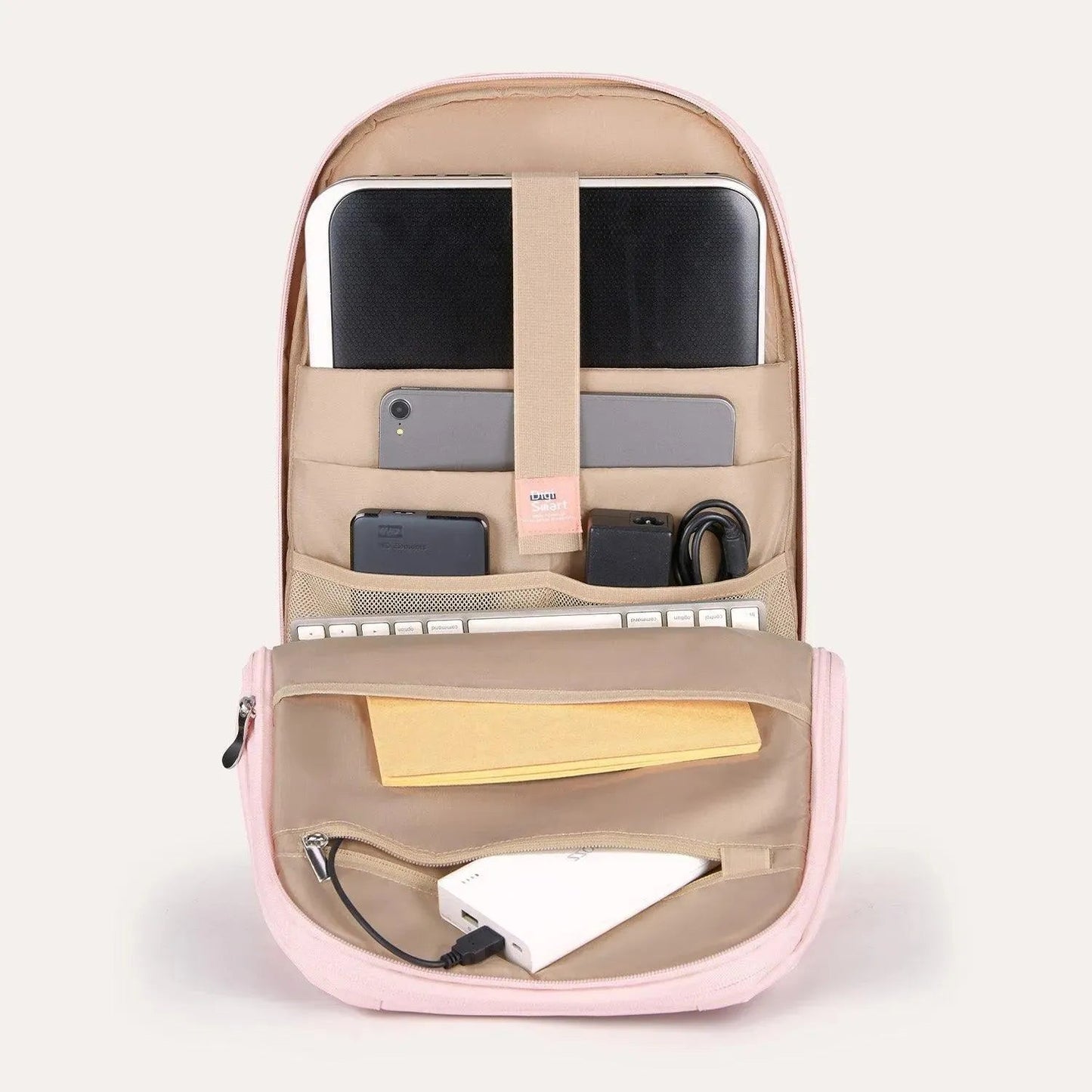 Luxe Roze Rugzak – Waterafstotende Laptop & Schooltas met USB-aansluiting