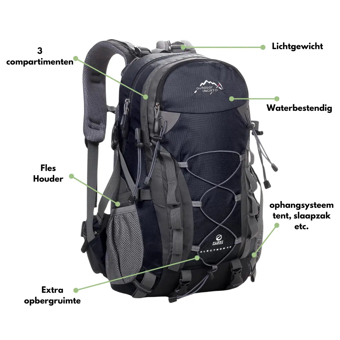 Waterdichte Trekking Rugzak 60L – Licht & Duurzaam