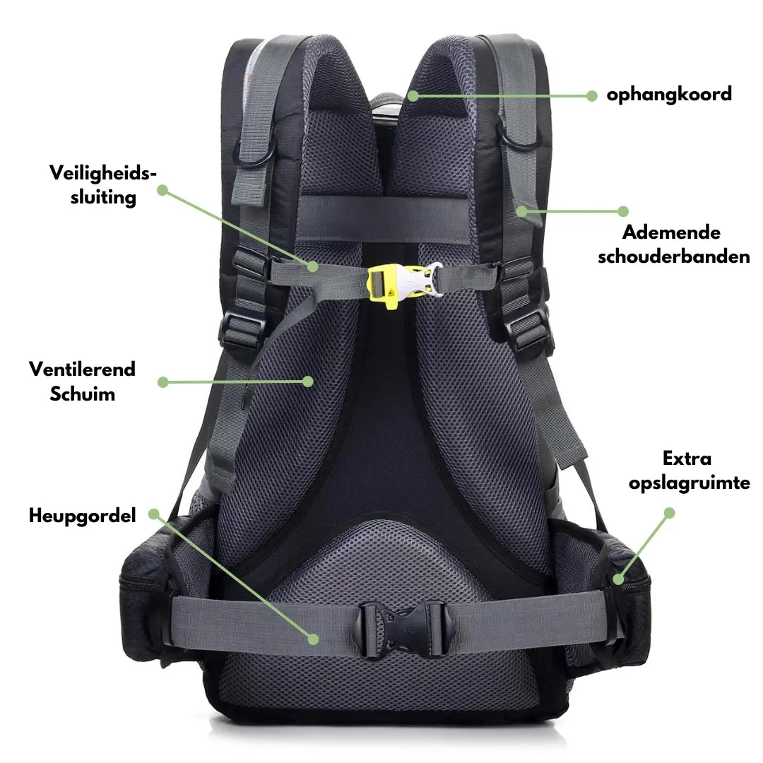 Waterdichte Trekking Rugzak 60L – Licht & Duurzaam