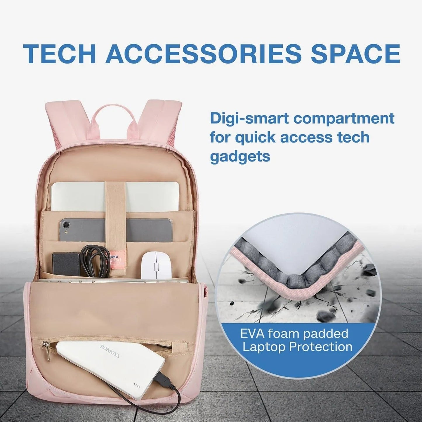 Luxe Roze Rugzak – Waterafstotende Laptop & Schooltas met USB-aansluiting