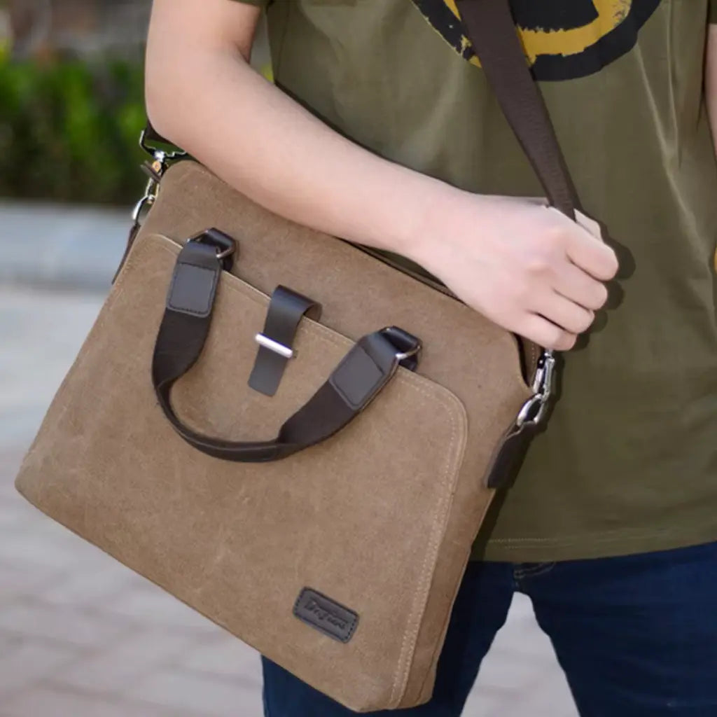 Canvas Laptoptas Bruin – Lichtgewicht & Duurzaam