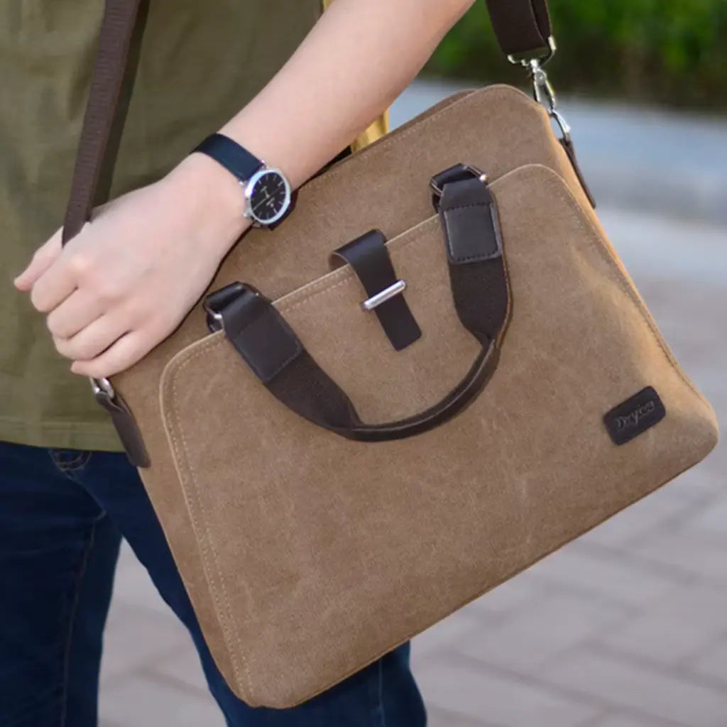 Canvas Laptoptas Bruin – Lichtgewicht & Duurzaam